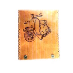 Καπνοθήκη Δερμάτινη Πυρογραφία Vespa